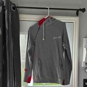 Ampersand Ave Double Hoodie with Red Accents